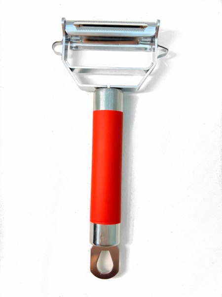 Овощечистка горизонтальная с цветной ручкой металлическая 