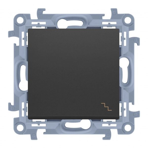 Переключатель проходной одноклавишный Simon 10 без подсветки 10 А 250В черный матовый CW6.01/49