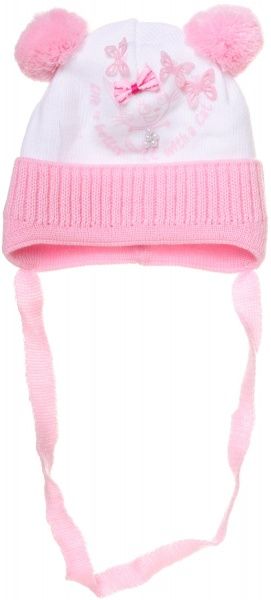 Шапочка детская для девочки Luna Kids р.36 белый с розовым 2105 