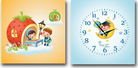 Часы настенные детские на холсте Астронавт 28x28 см 06-102