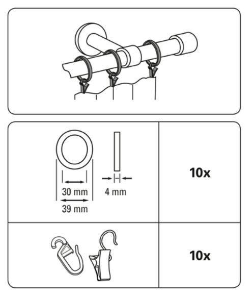 Кільце Gardinia Kira з прищіпкою та гачком d19 мм капучино 10 шт. 
