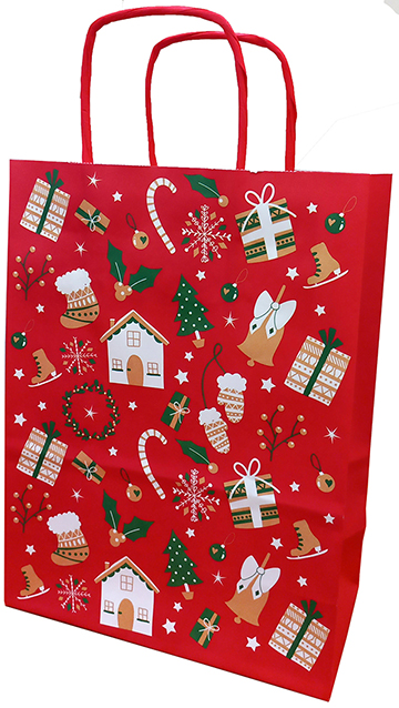 Пакет подарочный КРАФТ с рисунком 34x12x26 cм Happycom International