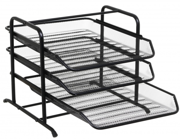 Лоток для паперів горизонтальний потрійний метал 35х29,5х26 см чорний Nota Bene