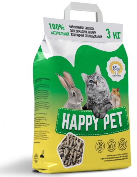 Наповнювач для котячого туалету Happy Pets рослинний 3 кг 