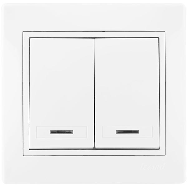 Выключатель двухклавишный Lezard Mira с подсветкой 10 А 250В IP20 белый