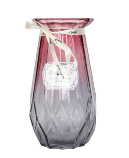 Ваза скляна Crystal Alnita (83210414-11) 20 см рожево-сіра 