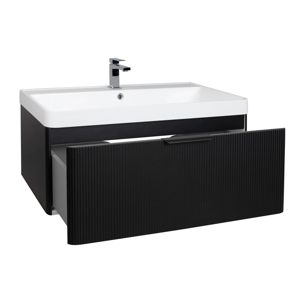 Тумба подвесная Aqua Rodos Frost Black с умывальником Deep 90 см (АР000127942)