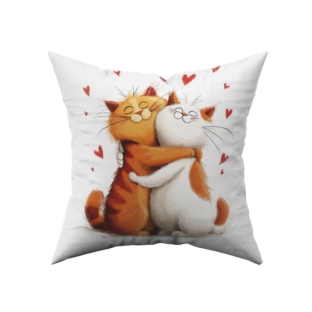 Подушка декоративна Cat On Pink 38x38 см білий із малюнком La Nuit