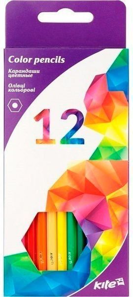 Олівці кольорові 12 шт геометрія KITE