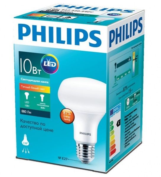 Лампа светодиодная Philips 11 Вт R80 матовая E27 220 В 2700 К 