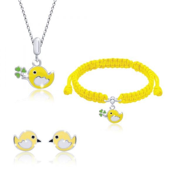 Серьги-пусеты UMa&UMi Птичка желтая