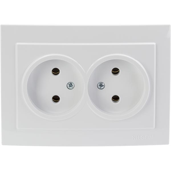 Розетка Nilson Thema 24111024 двойная без заземления белая