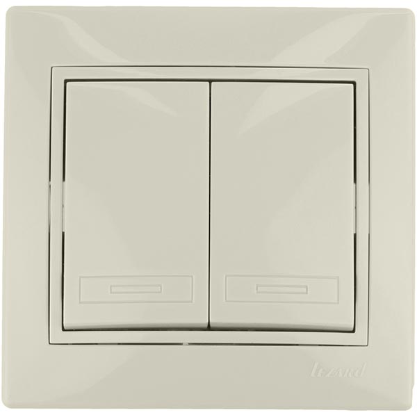 Вимикач двоклавішний Lezard Mira без підсвітки 10 А 220В IP20 кремовий