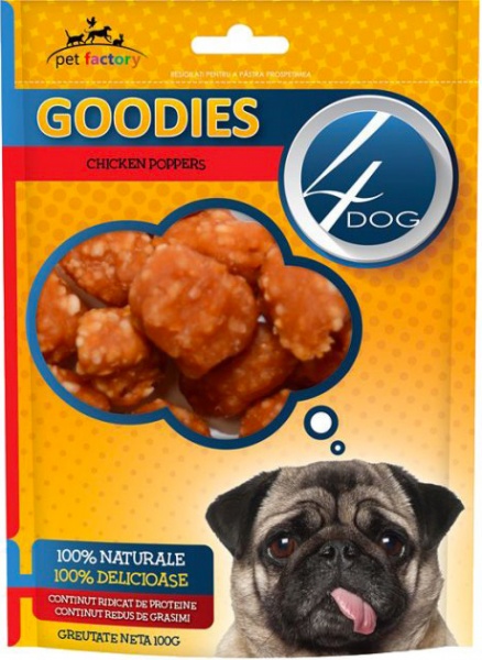 Снеки 4Dog для собак Поппери з курки 100 г (5949060207927)