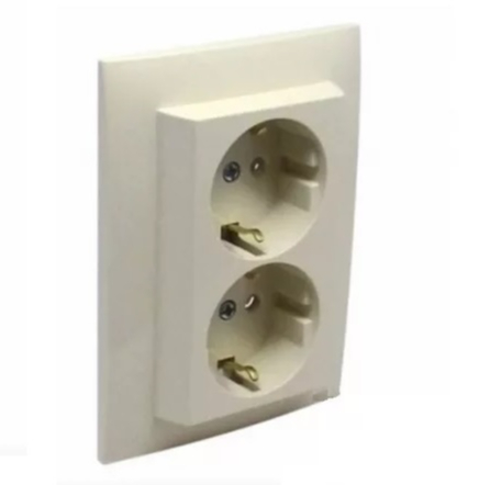 Розетка двойная оконечная двойная с заземлением Efapel Apolo IP20 слоновая кость 50331 TMF
