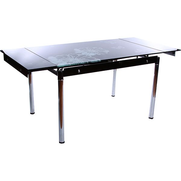 Стол обеденный White flowers стеклянный черный