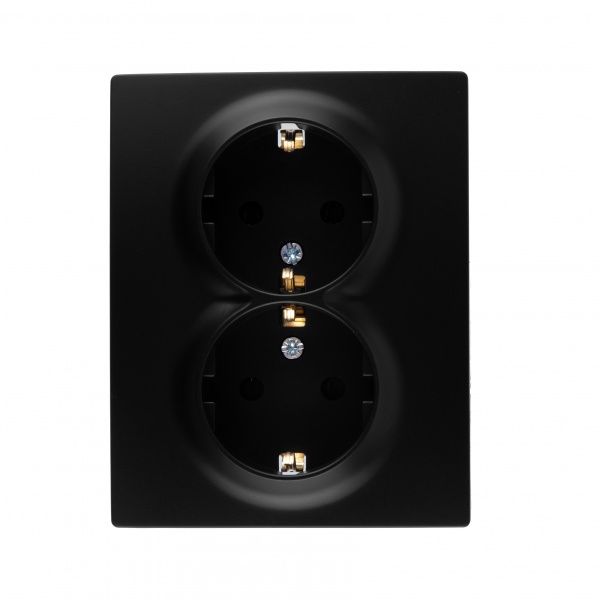 Розетка подвійна із заземленням UP! (Underprice) One Plus з кришкою антрацит 706-4242-127B