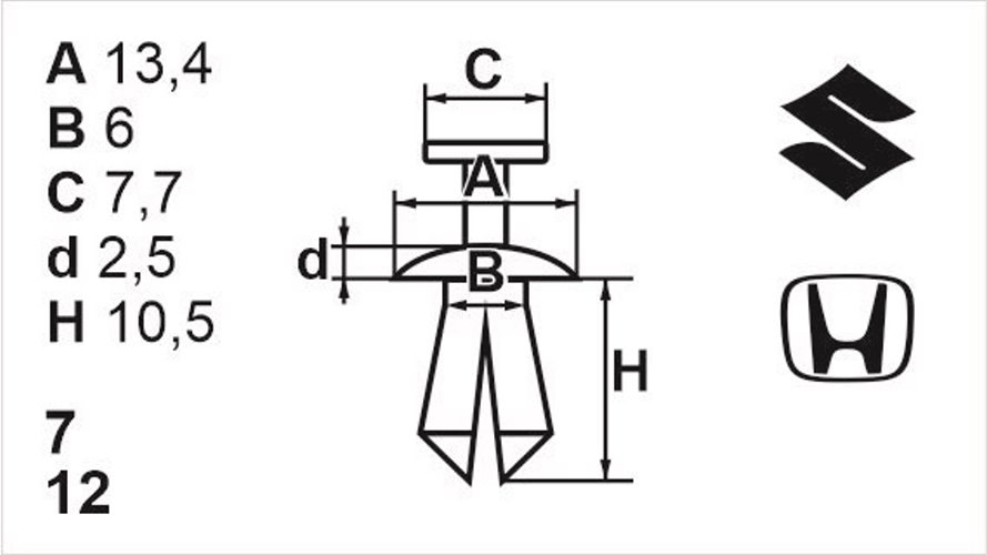 Клипса с резьбовым штырьком универсальная Romix (B22148)