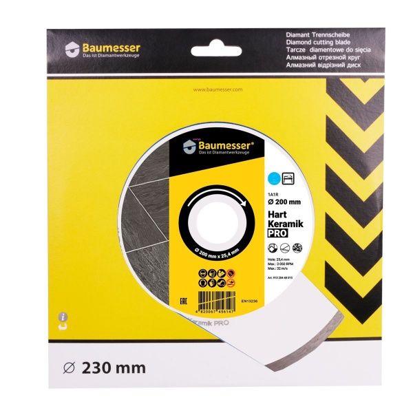 Диск алмазний відрізний Baumesser Hart Keramik PRO 1A1R 200x1,5x25,4 кераміка, керамограніт 91320448015
