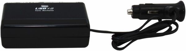 Розгалужувач автомобільний EMT 1х2+2USB блістер без заземлення чорний 6-0349 