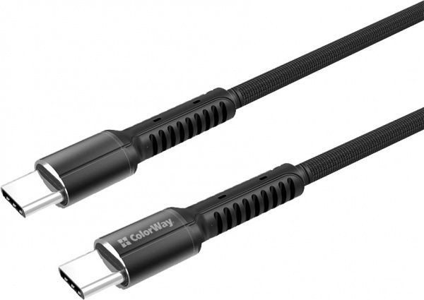 Кабель ColorWay Type-C - Type-C (PD Fast Charging) 3.0А (68W) 2 м сірий 