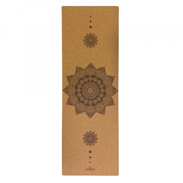 Килимок для йоги та фітнесу Dariana Чорна мандала 183х61х0,4 см бежевий