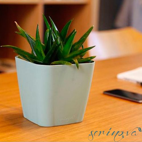 Горшок Serinova SAFIR №4 205xН185 с дренажом квадратный 5,6 л белый 