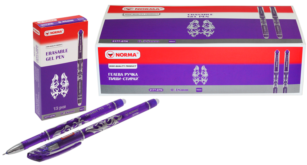 Ручка гелева NORMA пиши-стирай 0.38 мм фіолетова Erasable 3177-07N