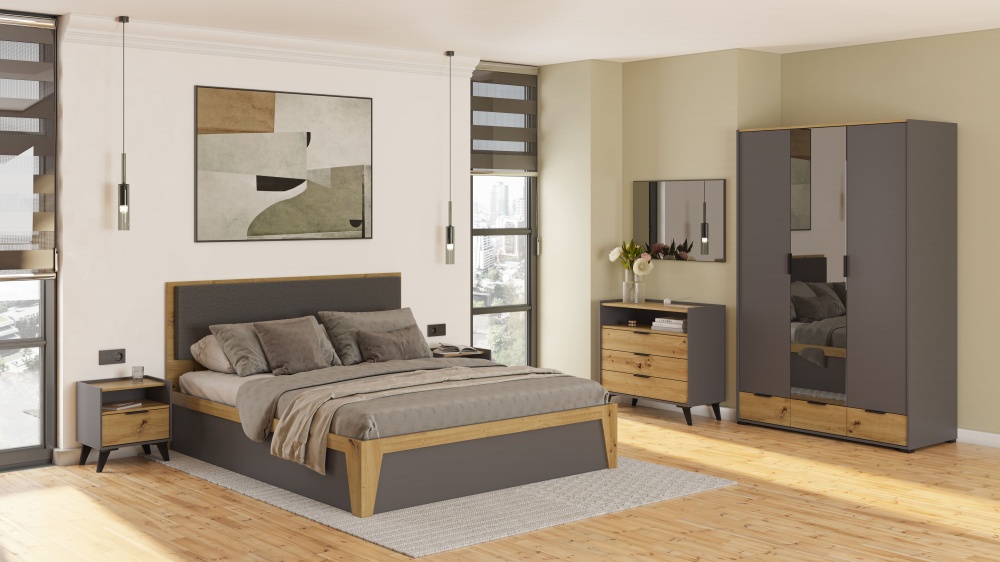 Шафа Світ Меблів Каміла 3Д3 графіт 2200х1425х610 мм графіт