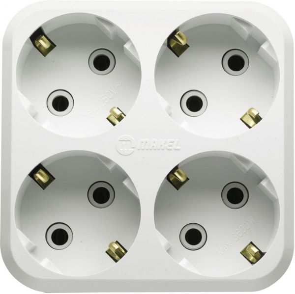 Разветвитель Makel с заземлением 4 гн. белый 10001205 