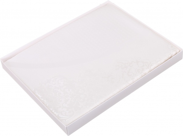 Скатерть Caramel овальная жаккард панно 160x220 см кремовый Karna 