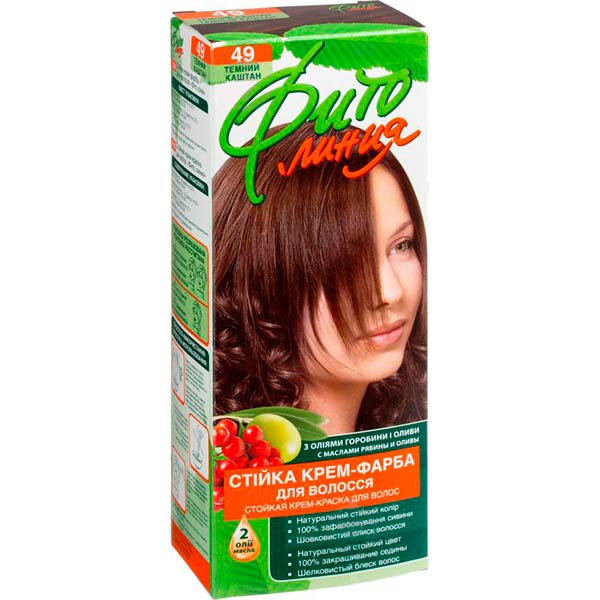 Крем-краска для волос Фито линия №49 темный каштан 130 мл