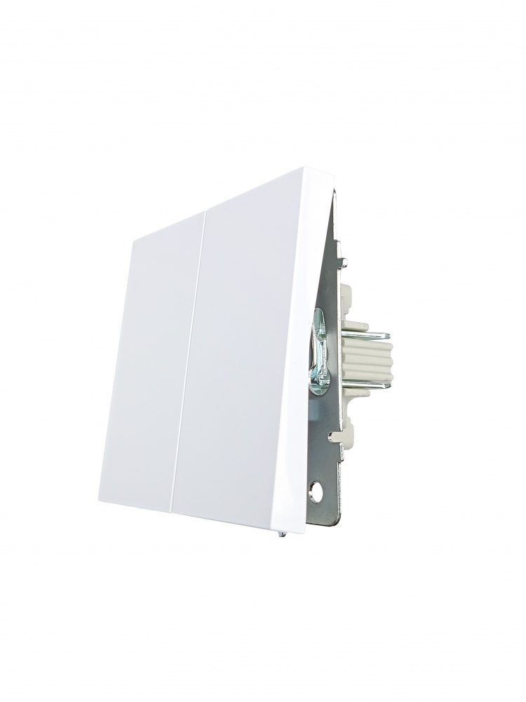 Механізм вимикача двоклавішний HausMark Juna без підсвітки білий