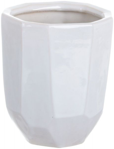 Горщик Viet Thanh Ceramic з блюдцем багатокутник 16х18 см VT.10972-3 фігурний білий 