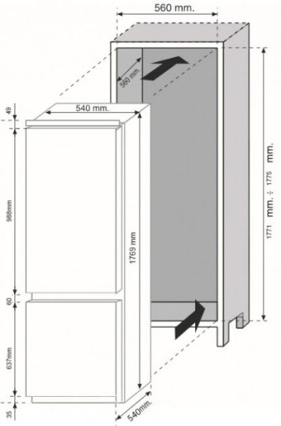 Встраиваемый холодильник Candy CKBBS 100