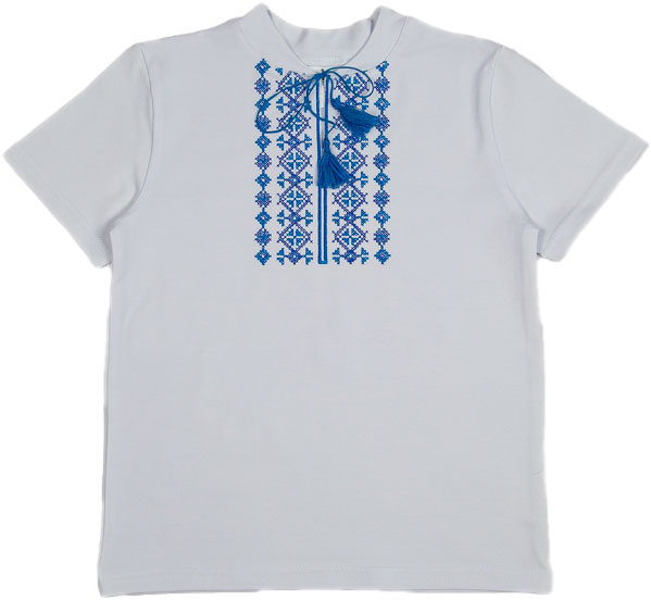Вышиванка для мальчиков Luna Kids с синим орнаментом р.140 белый 