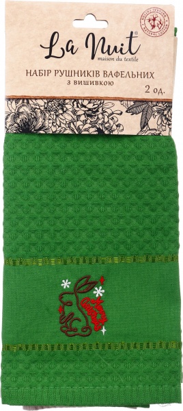 Набор полотенец вафельных с вышивкой Котик/Кролик 2 шт. 40x60 см разноцветный La Nuit 