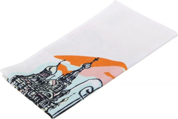 Полотенце Город 35x61 см бежевый с рисунком 