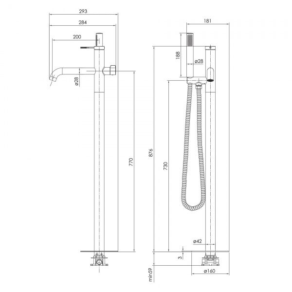 Змішувач для ванни Imprese Brenta підлоговий ZMK071901060 хром