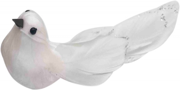 Декорация Dalian Everglory птичка белоснежная 5 см белый LX2021-0195