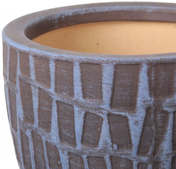 Горщик Viet Thanh Ceramic з блюдцем кладка 16х14 см VT.11558-3 круглий коричневий 