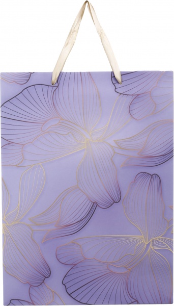 Пакет подарочный XLL-1 D-1140 лавандовый орхидеи с лаком