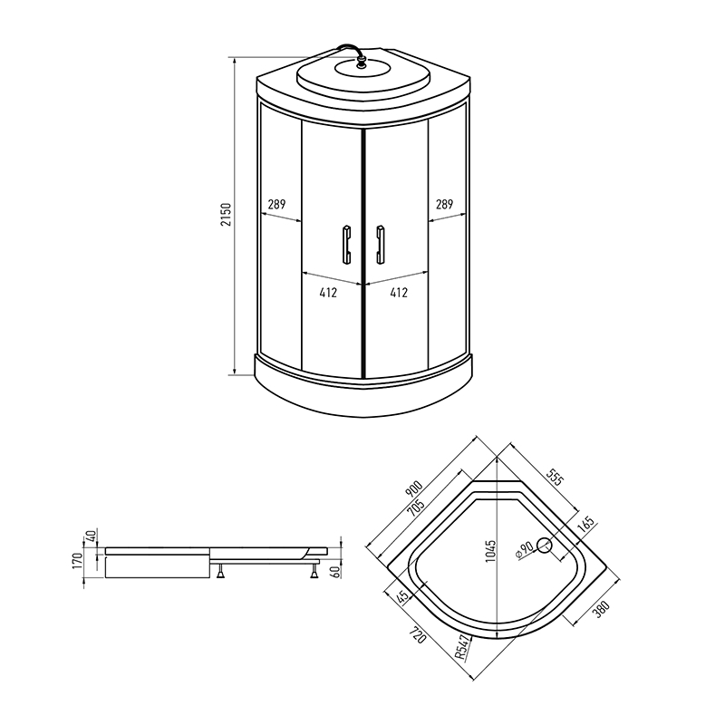 Душовий бокс ScandiSPA розсувний NARVIK 900х900х2150 мм 3509PF-C4