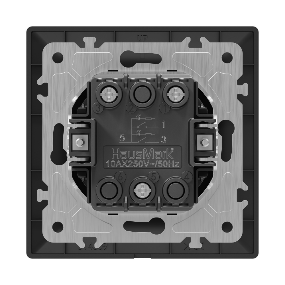 Выключатель двухклавишный HausMark Alta с подсветкой черный SNG-SWP.SQ20MG2W1L-BK