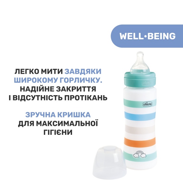 Пляшечка Chicco Well-Being Colors 4м+ 330 мл м'ятна (28637.21)