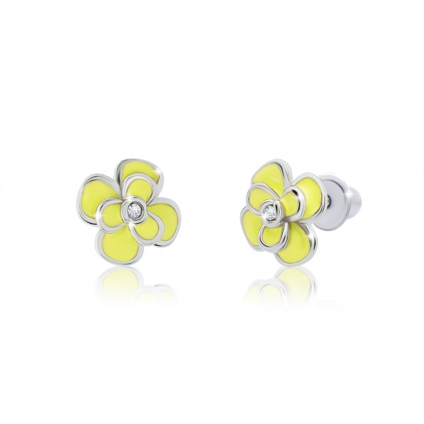 Серьги-пусеты UMa&UMi Пион желтый