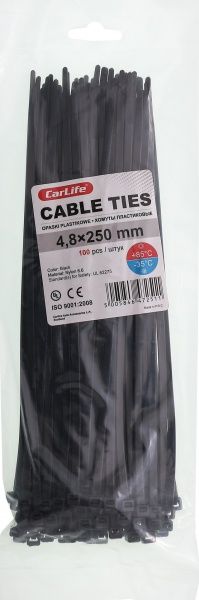 Стяжка кабельная CarLife 4,7х250мм