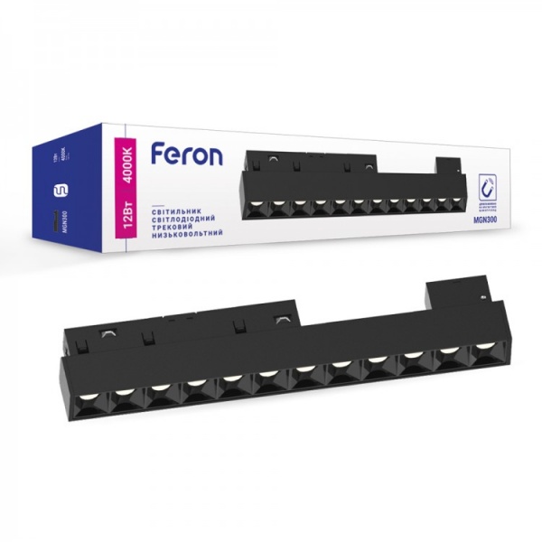 Магнітний трековий світильник 12 Вт 4000 К чорний Feron MGN300 12W 