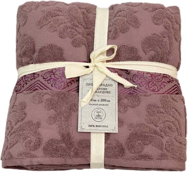 Простынь махровая жаккард 150x200 см темно-розовый 