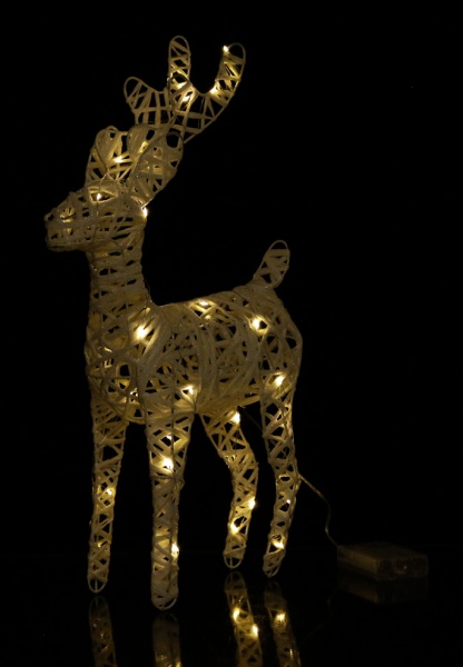 Декоративная фигура в форме оленя белого цвета встроенный светодиод (LED) 40 ламп 24 см 